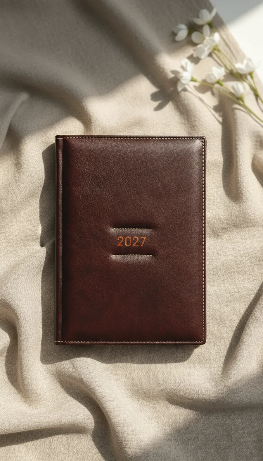 Exotic leatherette diary on linen